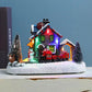 Weihnachtskleines Zugdorf, Schneehütte, leuchtendes Harzornament, farbiges LED-Licht, Musiklandschaft, Tischdekoration, Geschenke