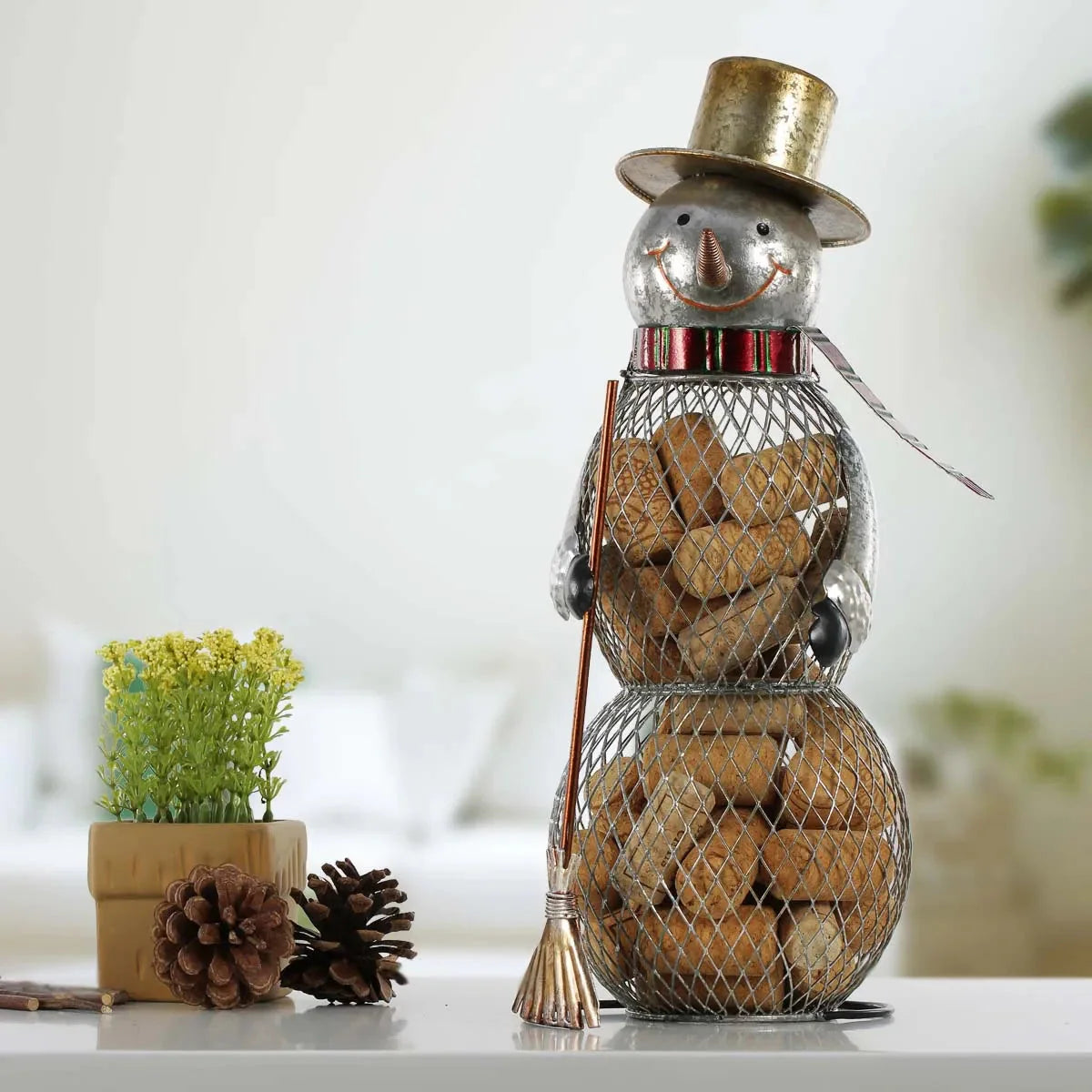 Weihnachts-Schneemann Korkbehälter Metall Handarbeiten Wohnkultur Praktische Handwerkskunst Weihnachtsgeschenk Küchen-Korklagerung Dekor