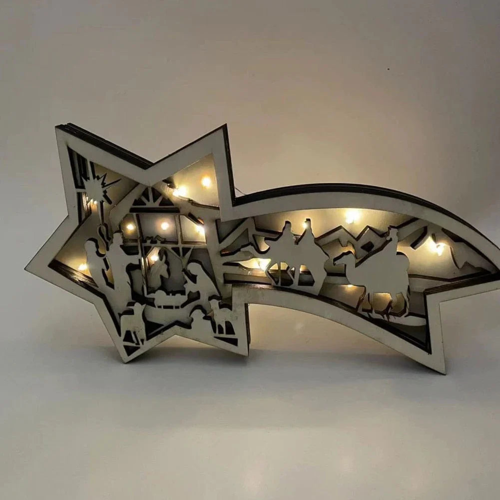 Weihnachtlicher Holz LED-Sternschnuppe