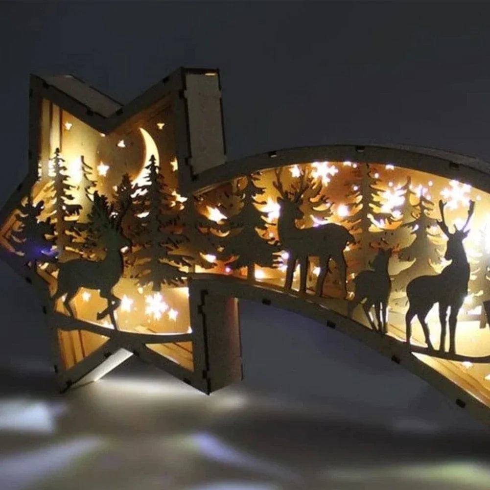 Weihnachtlicher Holz LED-Sternschnuppe