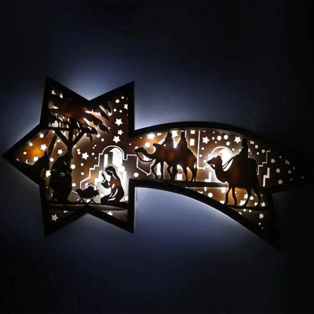 Weihnachtlicher Holz LED-Sternschnuppe