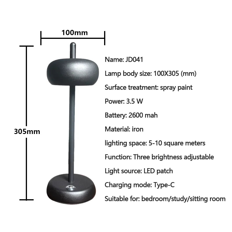 Moderne kabellose LED Tischlampe - Tragbar, Touch-Steuerung, USB wiederaufladbar