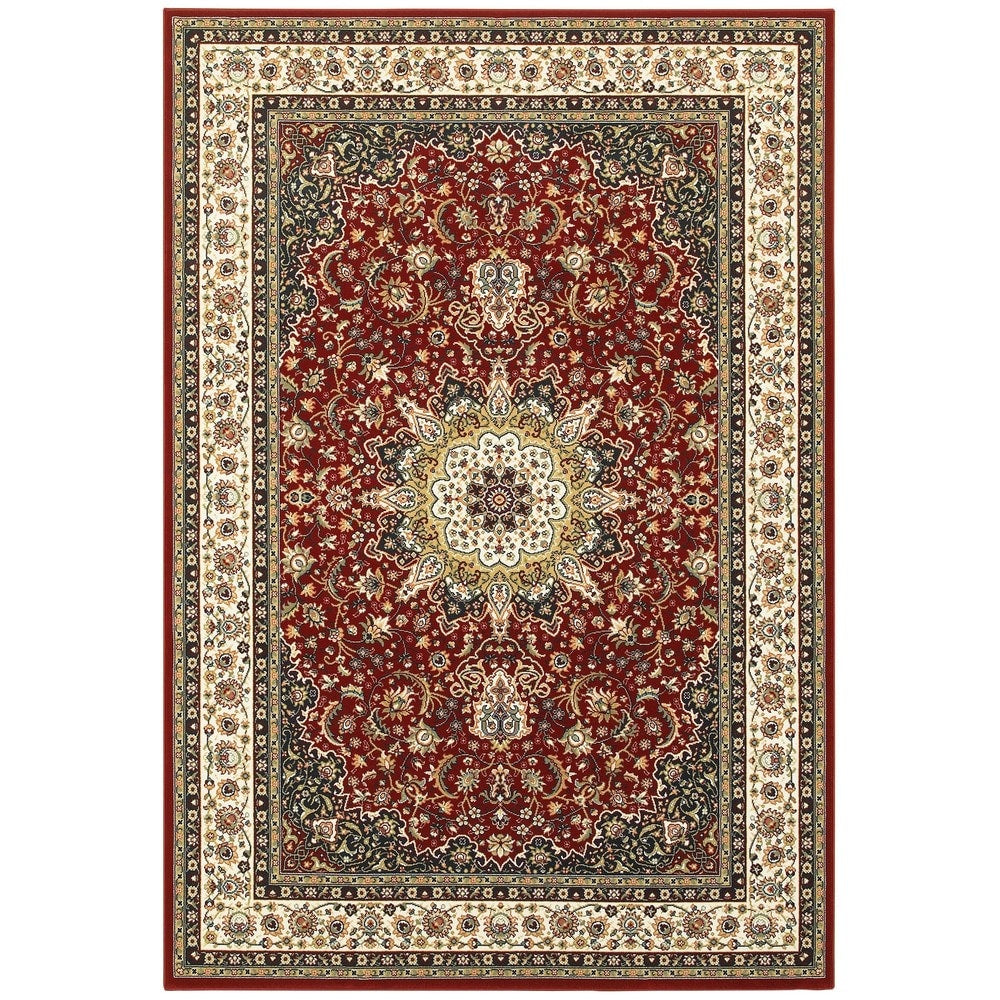 Stora Rot/Elfenbein Klassische Medaillon Weicher Teppich