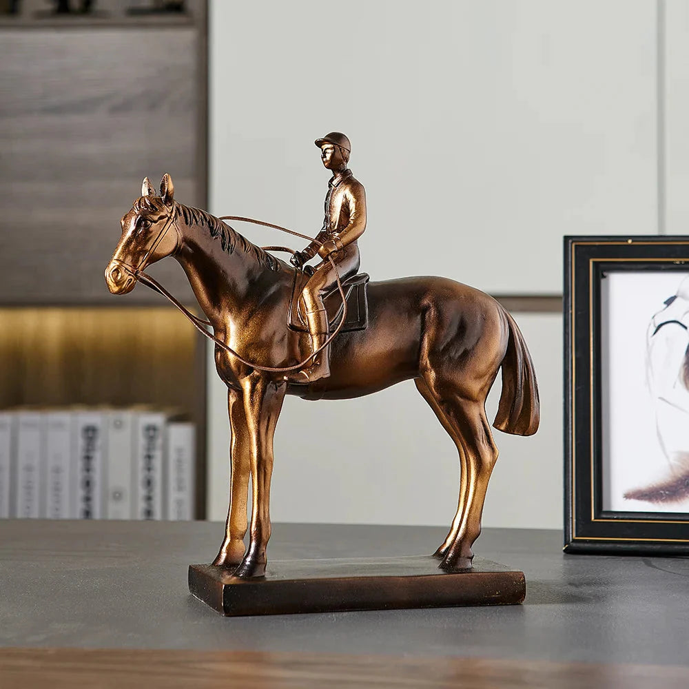 Klassischer Stil Reiterfigur Home Decor Retro Wohnzimmer Kabinett Ornament Schreibtischdekoration Vintage Harzskulptur Geschenke