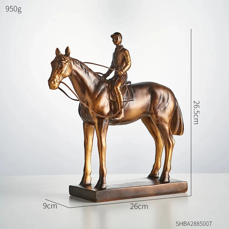 Klassischer Stil Reiterfigur Home Decor Retro Wohnzimmer Kabinett Ornament Schreibtischdekoration Vintage Harzskulptur Geschenke