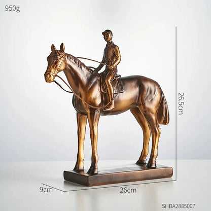 Klassischer Stil Reiterfigur Home Decor Retro Wohnzimmer Kabinett Ornament Schreibtischdekoration Vintage Harzskulptur Geschenke