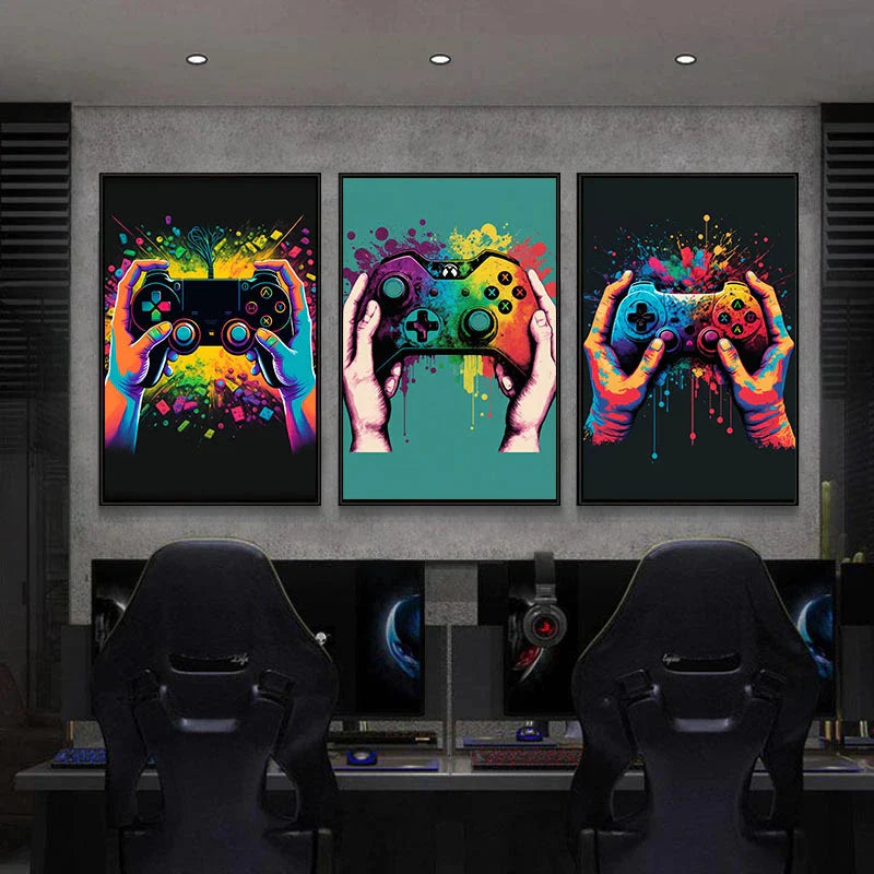 Farbenfrohe Game Controller Wandkunst Poster Drucke Nordic Ästhetik Bild Leinwandmalerei Gaming Jungen Zimmer Home Deko