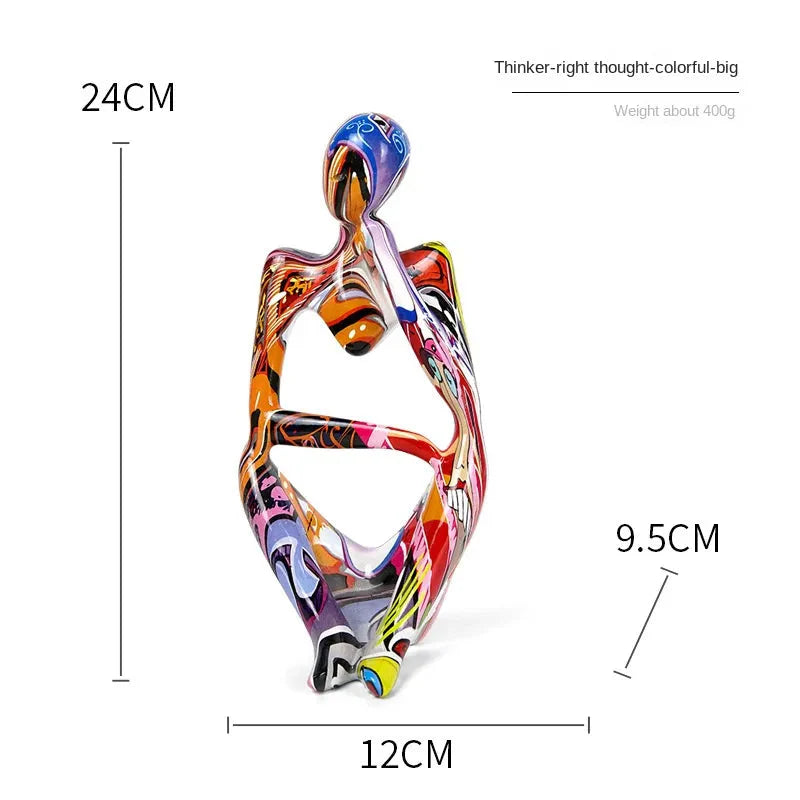Bunte Graffiti Abstracte Harz Handgemachte Kunstwerke Skulptur Denker Figurine Statue Heimdekoration Innenraum Büro Schreibtisch Ornamente