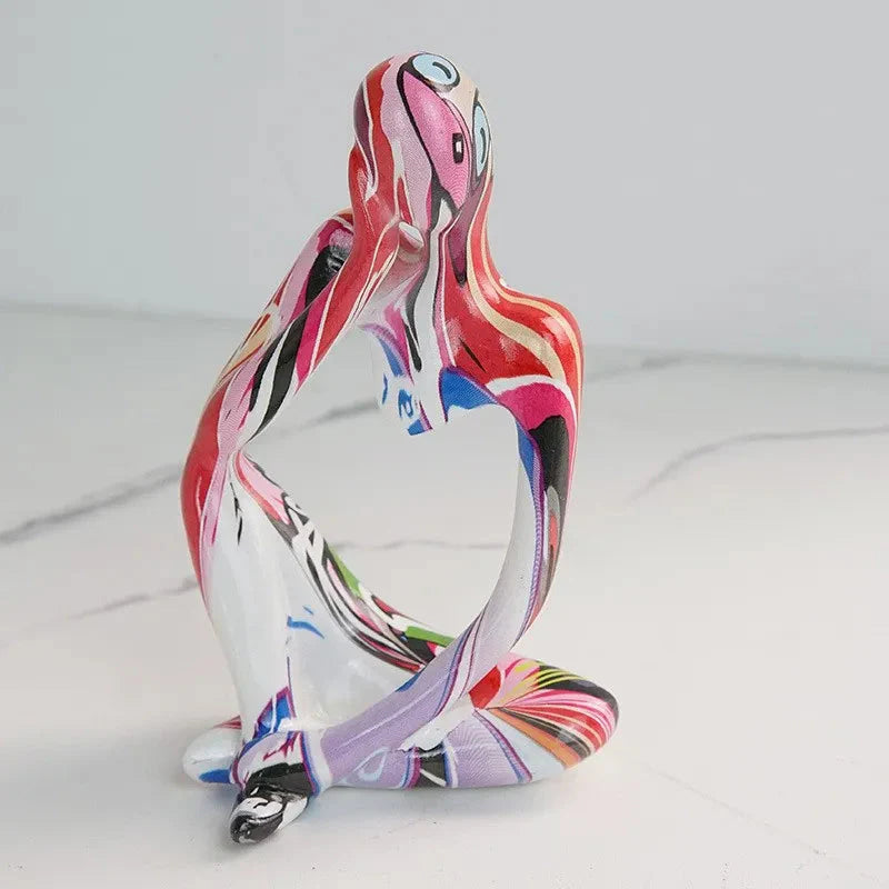 Bunte Graffiti Abstracte Harz Handgemachte Kunstwerke Skulptur Denker Figurine Statue Heimdekoration Innenraum Büro Schreibtisch Ornamente