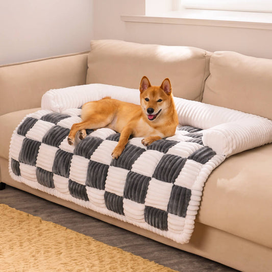 Creme quadratisches Plaid gemütliche Hundematte Möbelschutzabdeckung