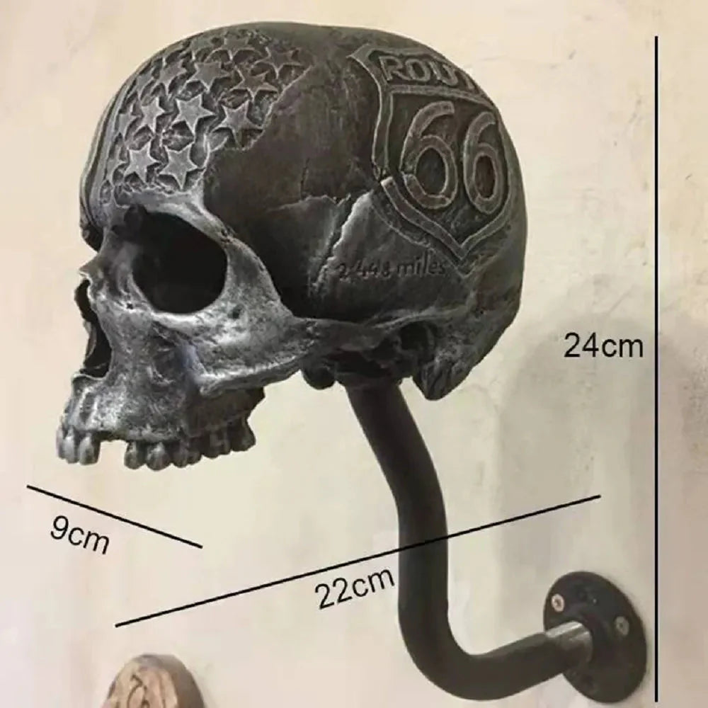 Kreativer cooler Skull-Motorradhelm-Halter wandmontiert Erwachsener Helm-Hänger Mäntel Lagerregal Fahrradhelm-Halter Wanddekoration