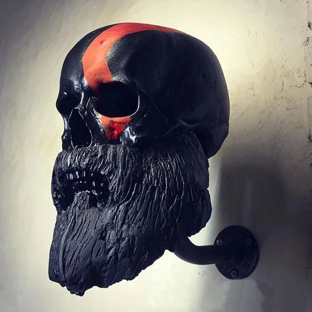 Kreativer cooler Skull-Motorradhelm-Halter wandmontiert Erwachsener Helm-Hänger Mäntel Lagerregal Fahrradhelm-Halter Wanddekoration