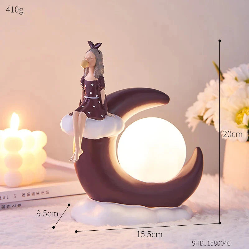 Kreative Mädchen Ornamente Harz LED Lampe Büro Dekoration Ästhetische Raum Dekor Schlafzimmer Dekoration Zubehör Home Dekor Geschenk