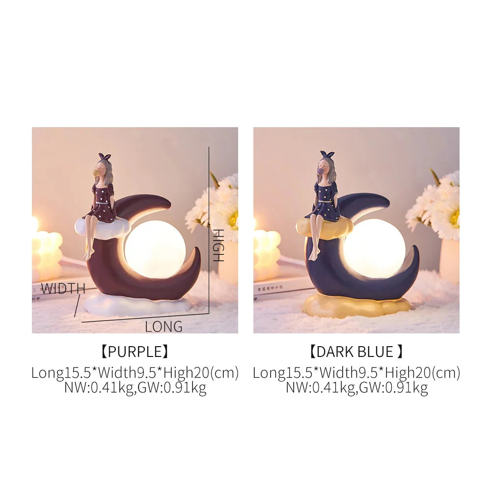 Kreative Mädchen Ornamente Harz LED Lampe Büro Dekoration Ästhetische Raum Dekor Schlafzimmer Dekoration Zubehör Home Dekor Geschenk