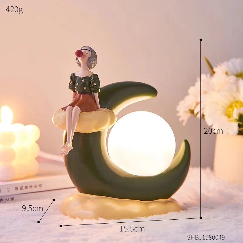 Kreative Mädchen Ornamente Harz LED Lampe Büro Dekoration Ästhetische Raum Dekor Schlafzimmer Dekoration Zubehör Home Dekor Geschenk