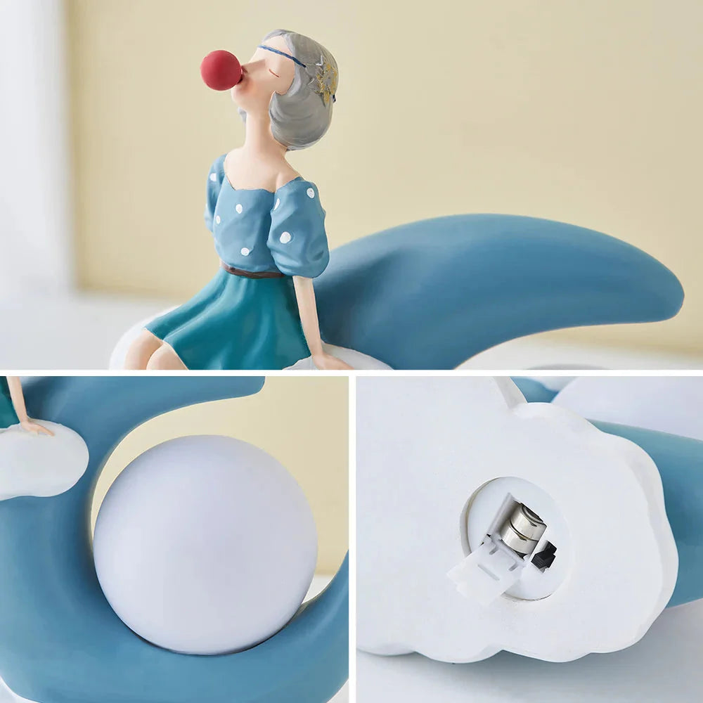 Kreative Mädchen Ornamente Harz LED Lampe Büro Dekoration Ästhetische Raum Dekor Schlafzimmer Dekoration Zubehör Home Dekor Geschenk