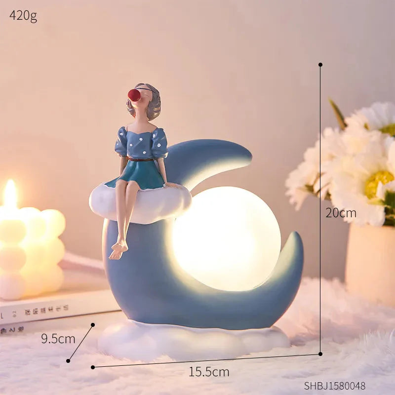 Kreative Mädchen Ornamente Harz LED Lampe Büro Dekoration Ästhetische Raum Dekor Schlafzimmer Dekoration Zubehör Home Dekor Geschenk