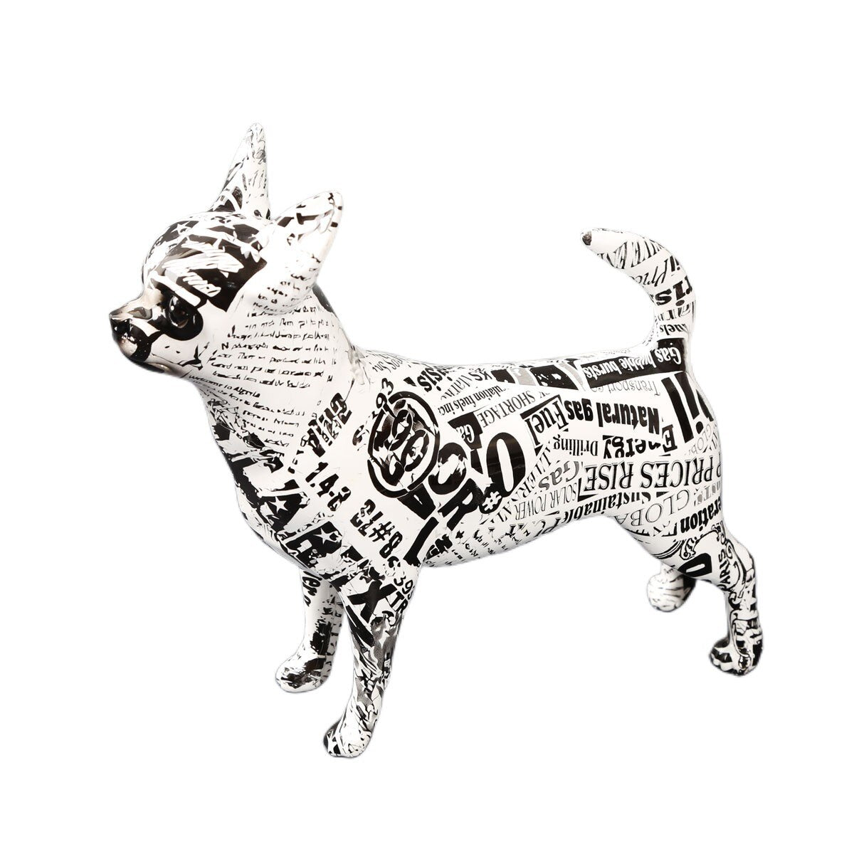 Kreative bemalte einfache Graffiti Farbe Chihuahua Hund Statue Dekorationen Hauseingang Weinkabinett Büro Dekor Harz Handwerk