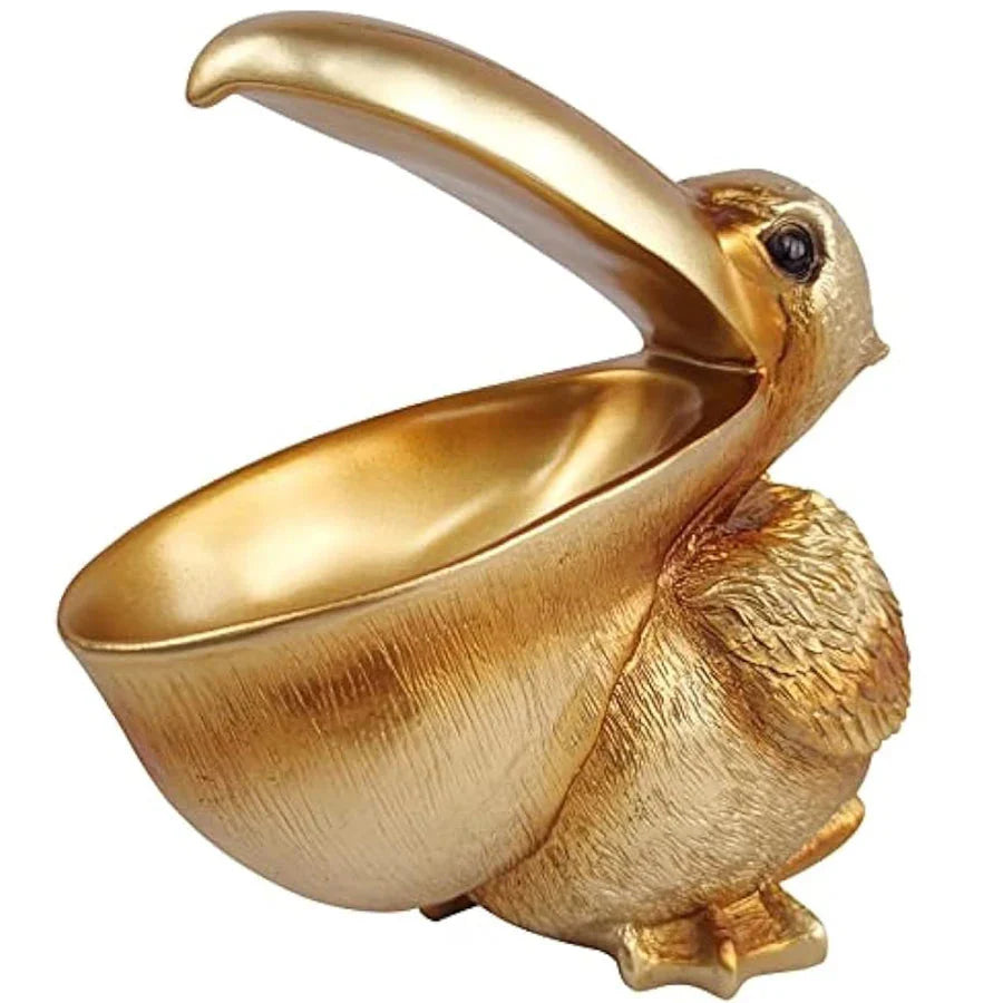 Kreative Harzstatuen Die Pelikanvögel Tukanfiguren Schlüssel Bonbonteller für Eingangstisch Statue Dekor Ornament Home Office