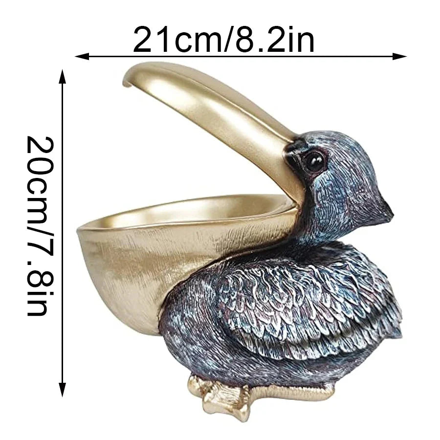 Kreative Harzstatuen Die Pelikanvögel Tukanfiguren Schlüssel Bonbonteller für Eingangstisch Statue Dekor Ornament Home Office