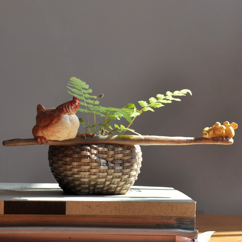 Kreative Simulation Tierdekorationen für Zuhause Hühner-Tier-Blumentopf Sukkulente Pflanze Balkon Ornament Bürotisch Geschenke