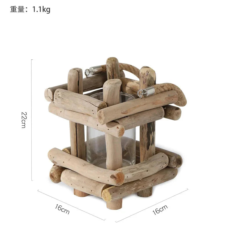 Kreative Holzvase Dekorierter Solides Holz Blumentopf für Glas-Hydrokultur Heim Dekorative Vase Tischplatte Heimdekoration