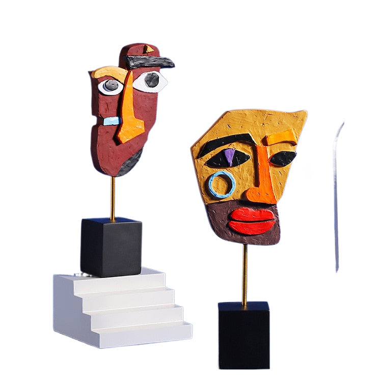 Kreativität Menschliches Gesicht Skulptur Eine Familie von drei Farbige abstrakte Kunst Statue Wohnkultur Wohnzimmer Schlafzimmer Bücherregal Dekoration