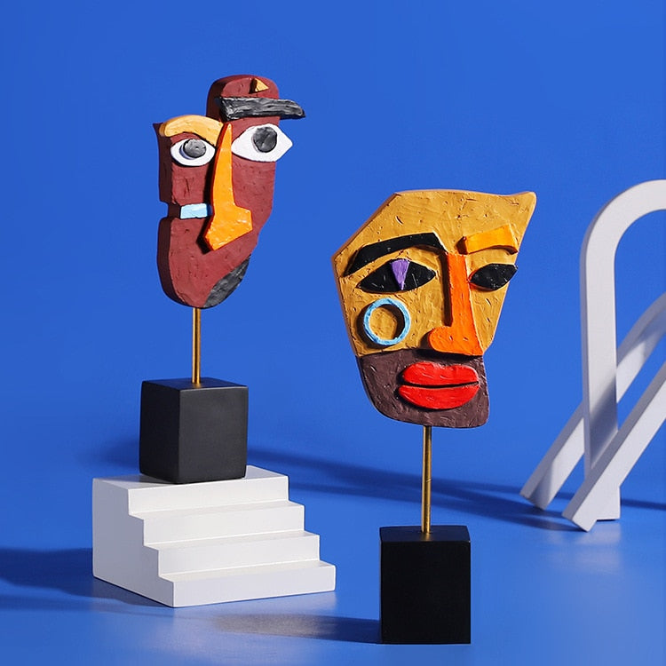 Kreativität Menschliches Gesicht Skulptur Eine Familie von drei Farbige abstrakte Kunst Statue Wohnkultur Wohnzimmer Schlafzimmer Bücherregal Dekoration