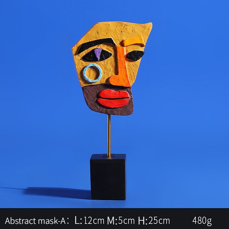 Kreativität Menschliches Gesicht Skulptur Eine Familie von drei Farbige abstrakte Kunst Statue Wohnkultur Wohnzimmer Schlafzimmer Bücherregal Dekoration