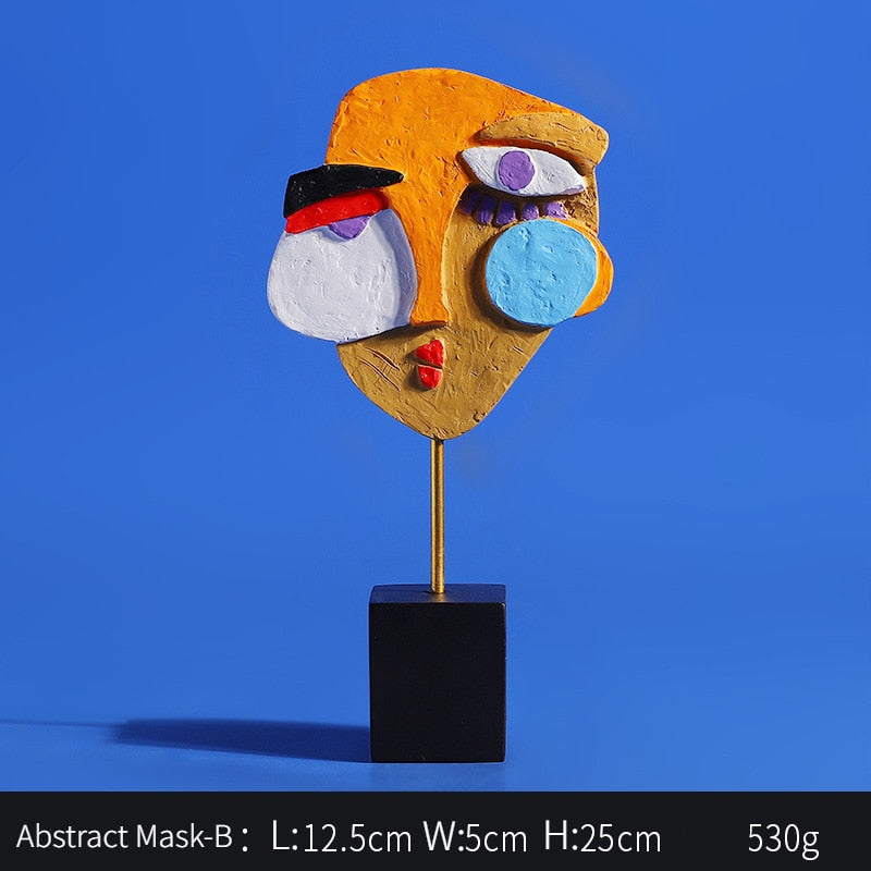 Kreativität Menschliches Gesicht Skulptur Eine Familie von drei Farbige abstrakte Kunst Statue Wohnkultur Wohnzimmer Schlafzimmer Bücherregal Dekoration