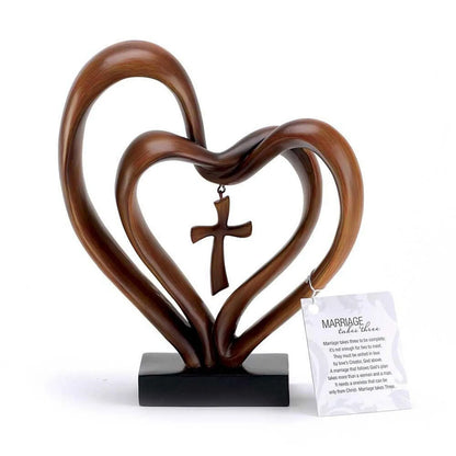 Frendorf | EternalBond Herz-Kreuz Tischdekoration | Symbolische Deko für Hochzeit & Zuhause | In Braun & Silber erhältlich