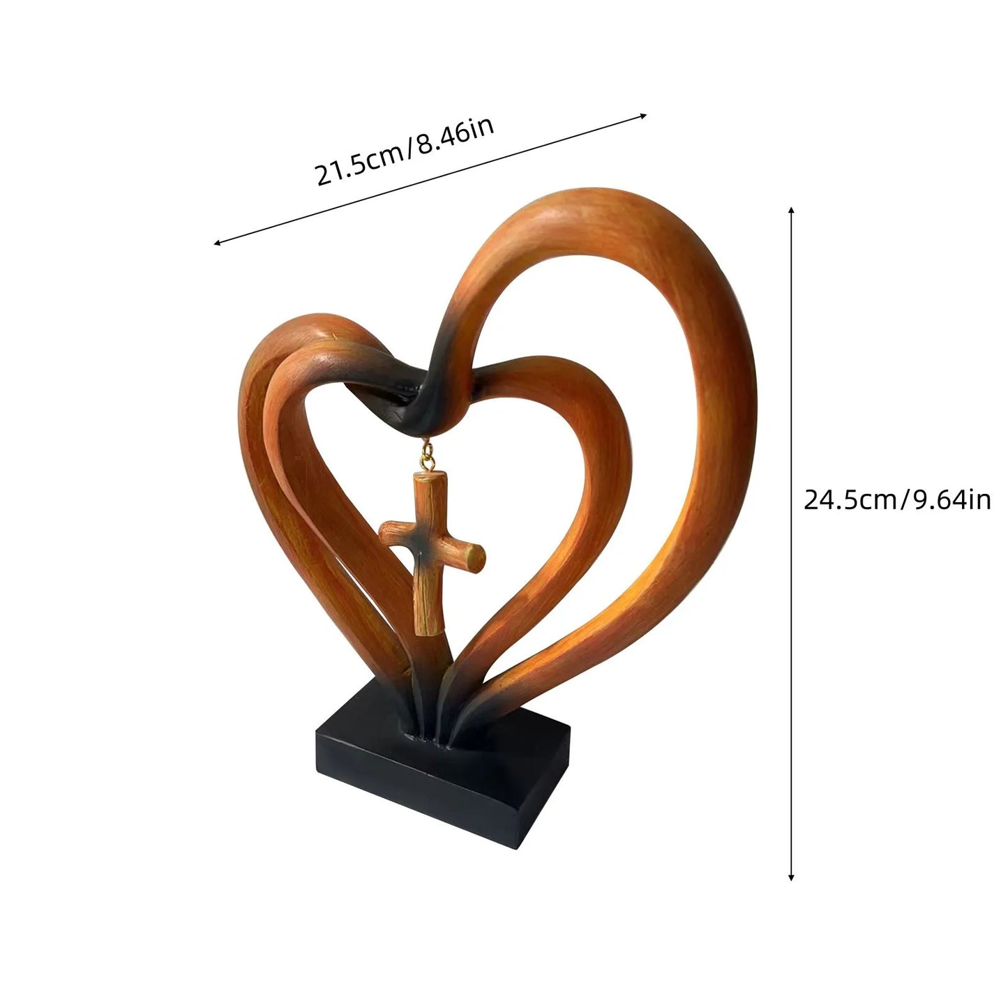 Frendorf | EternalBond Herz-Kreuz Tischdekoration | Symbolische Deko für Hochzeit & Zuhause | In Braun & Silber erhältlich
