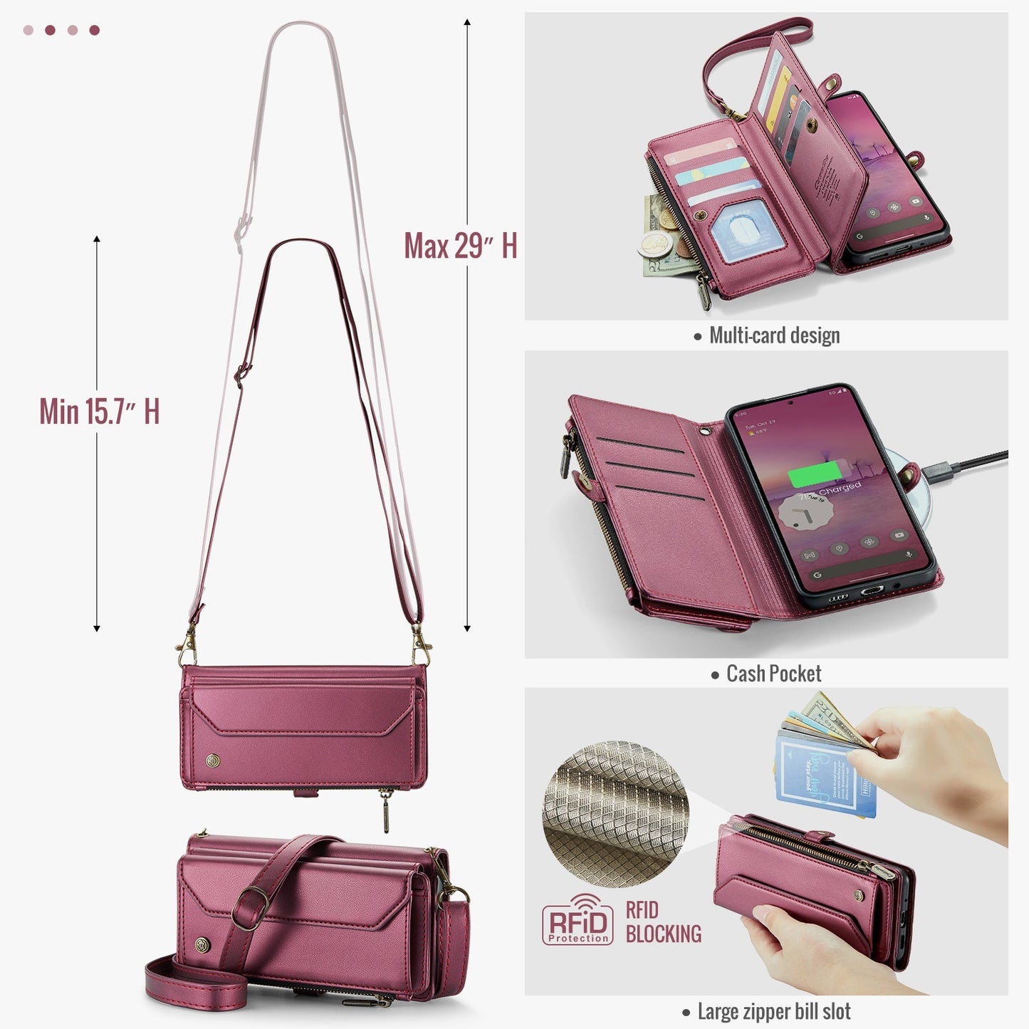 Frendorf | Crossbody Cards Solt Magnetische Leder Brieftasche Karten Handyhülle Für Google Pixel 9