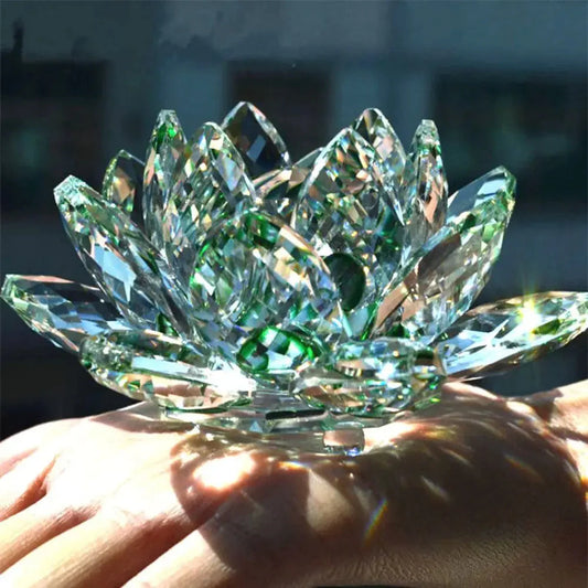 Kristall Lotusblumenfigur Heim Hochzeitsdekoration Glas Kunstsammlung Papiergewicht Bürotischornamente Souvenirs Geschenke