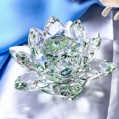 Kristall Lotusblumenfigur Heim Hochzeitsdekoration Glas Kunstsammlung Papiergewicht Bürotischornamente Souvenirs Geschenke