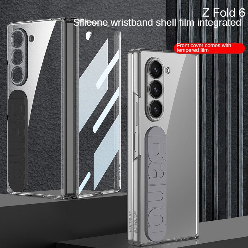 Frendorf | Kristallklarer transparenter Handyhülle mit Silikon-Handschlaufe und gehärteter Folie für Samsung Z Fold 6