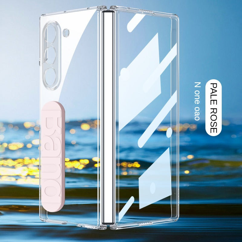 Frendorf | Kristallklarer transparenter Handyhülle mit Silikon-Handschlaufe und gehärteter Folie für Samsung Z Fold 6