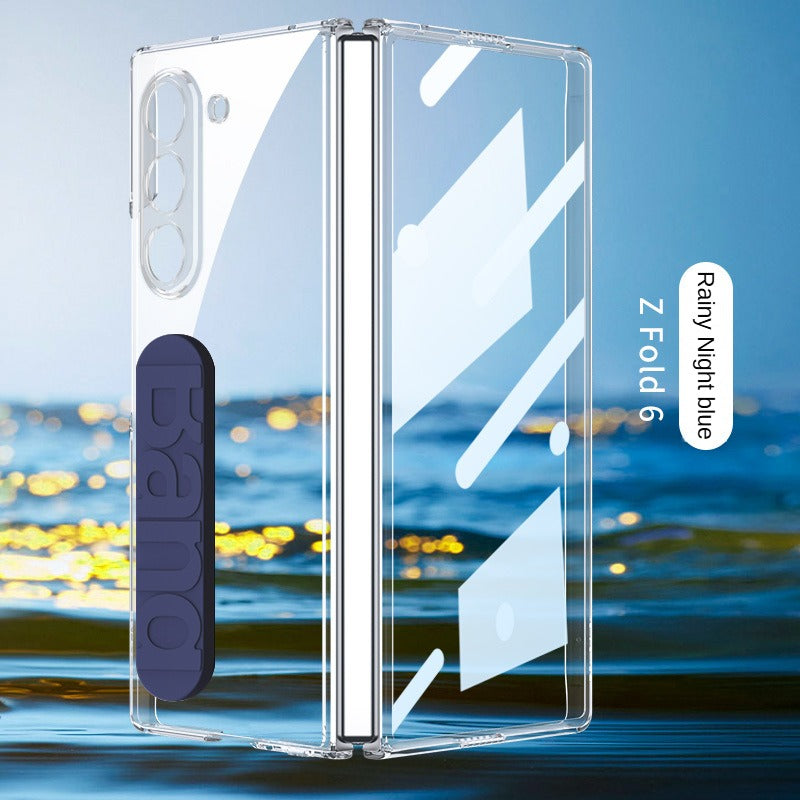 Frendorf | Kristallklarer transparenter Handyhülle mit Silikon-Handschlaufe und gehärteter Folie für Samsung Z Fold 6