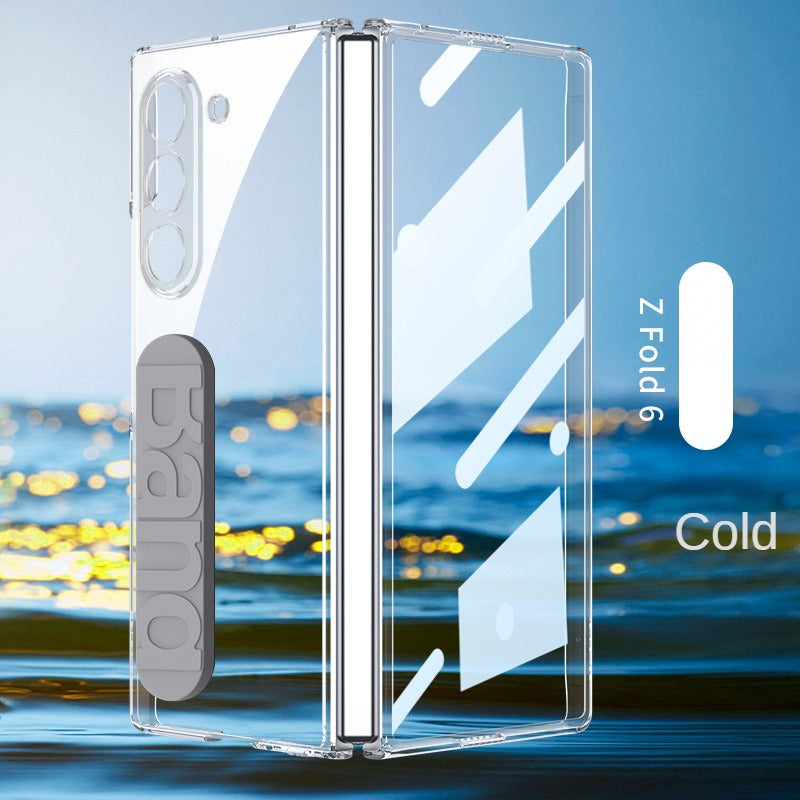 Frendorf | Kristallklarer transparenter Handyhülle mit Silikon-Handschlaufe und gehärteter Folie für Samsung Z Fold 6