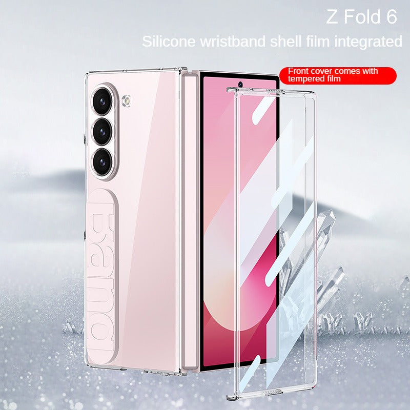 Frendorf | Kristallklarer transparenter Handyhülle mit Silikon-Handschlaufe und gehärteter Folie für Samsung Z Fold 6