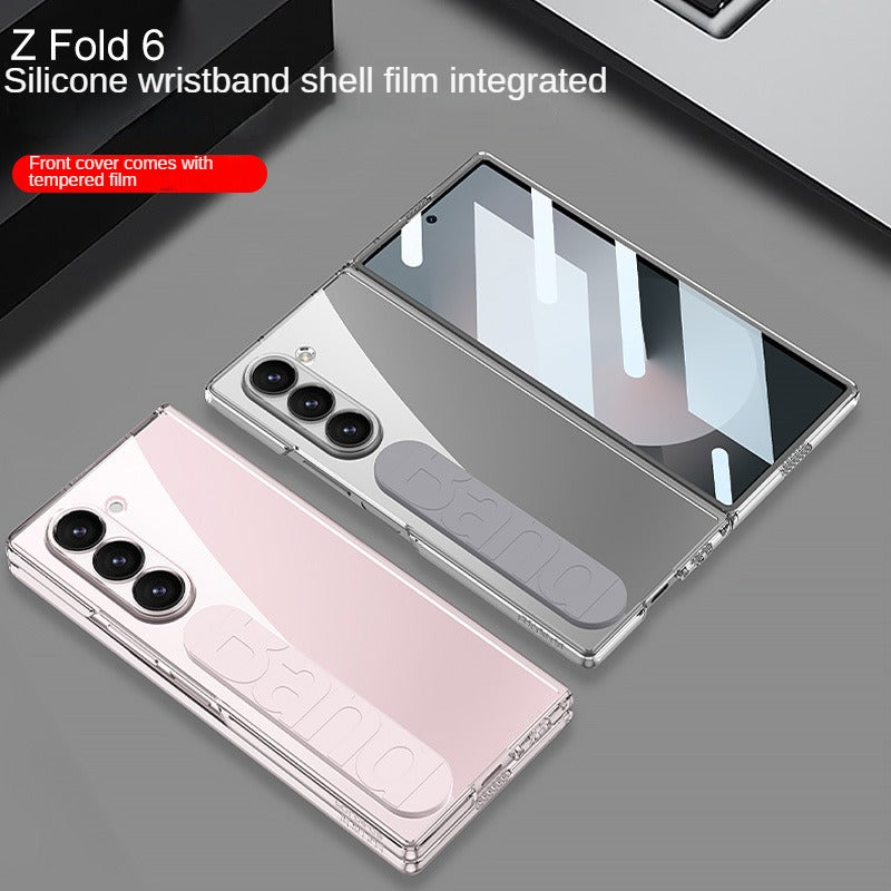Frendorf | Kristallklarer transparenter Handyhülle mit Silikon-Handschlaufe und gehärteter Folie für Samsung Z Fold 6
