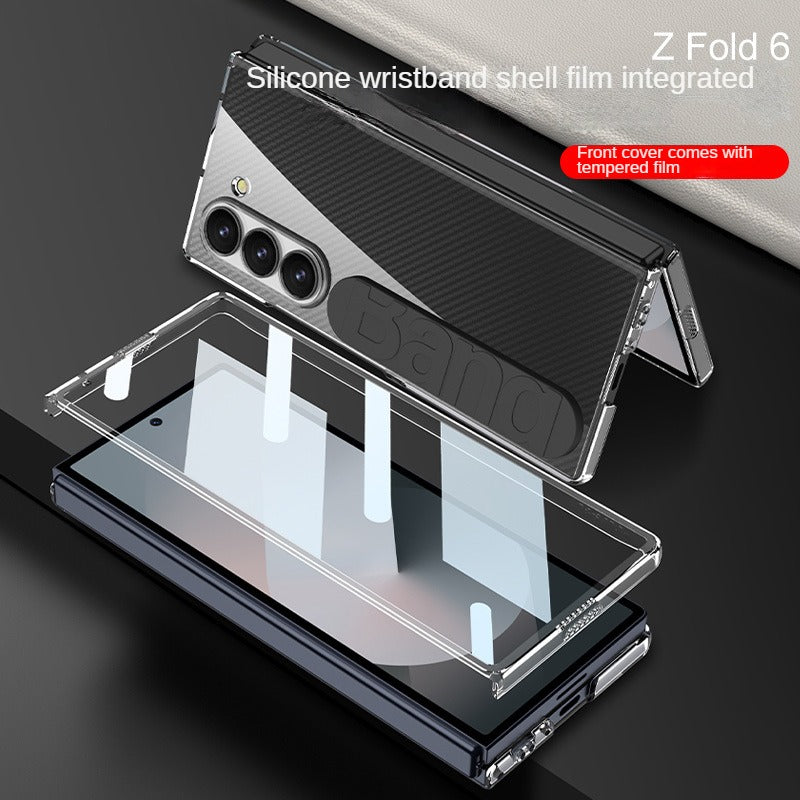 Frendorf | Kristallklarer transparenter Handyhülle mit Silikon-Handschlaufe und gehärteter Folie für Samsung Z Fold 6