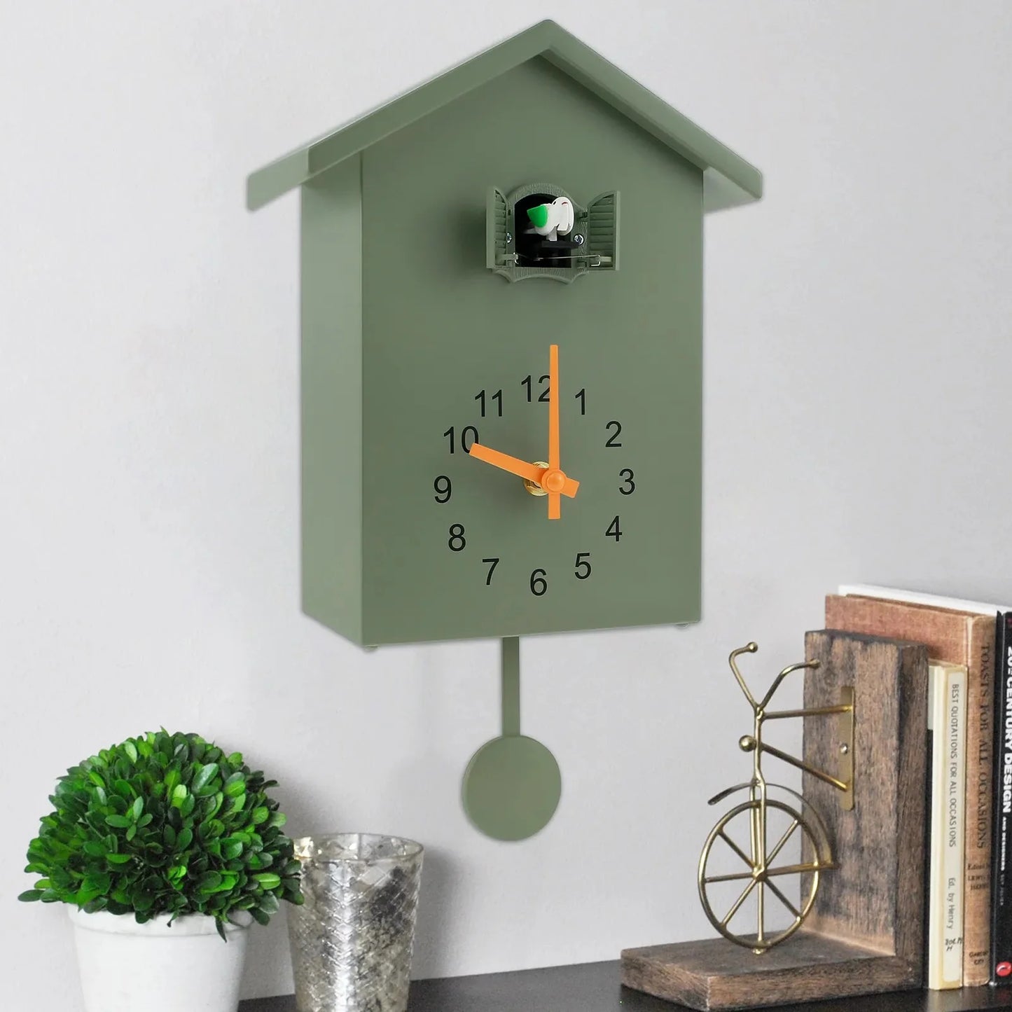 Kuckucksuhr mit Chimer Kuckucksound Uhren mit Pendel Vogelhaus Batteriebetrieben Wohnraum Küchendekoration Wanddeko