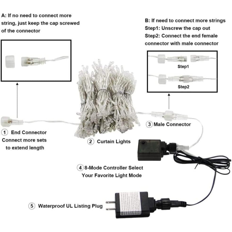 Lampen für Vorhänge mit Modi und wasserdichtem Design