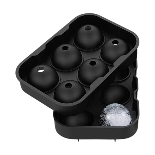 Frendorf | Benutzerdefinierte umweltfreundliche 6 Fächer runde Silikon-Eiswürfelschalenform mit Deckel Eiskugel-Maker Schwarz Rund