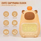 Capybara Uhr Lampe - Wiederaufladbare Digitaler Wecker mit Nachtlicht & Touch Snooze