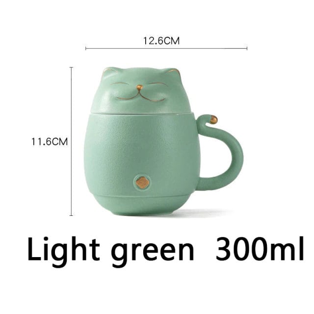 Süße Katzen-Teetasse aus Keramik mit Sieb