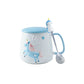 Süße Einhorn-Kaffeetasse mit Deckel und Löffel für Frühstücks-Milchtee Trinkkeramik-Teetasse Geschenk für Mädchen Rosa 350ml