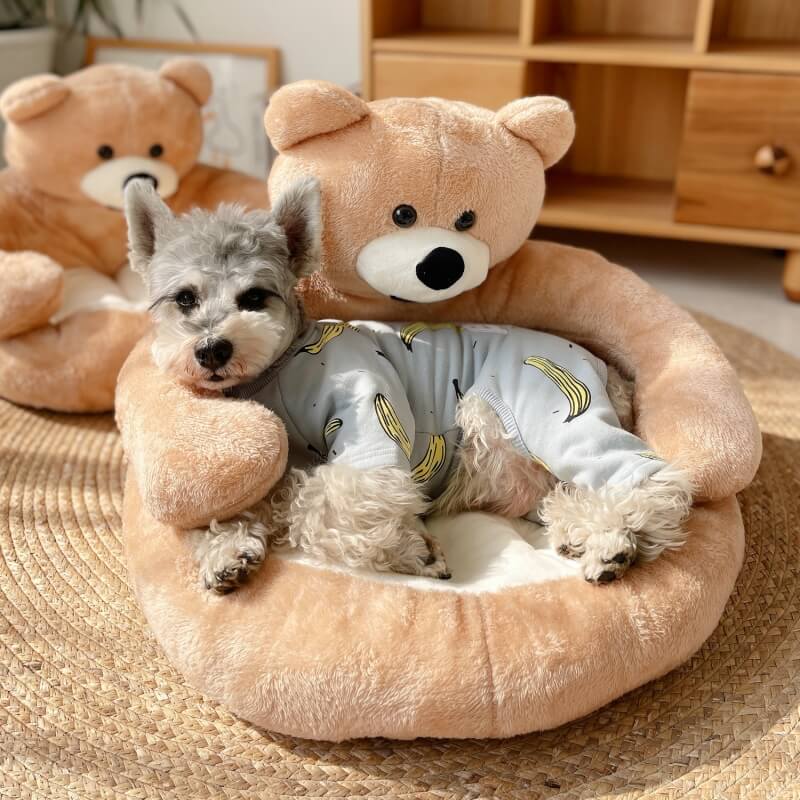 Süßes abnehmbares Kuschelbär-Katzenbett