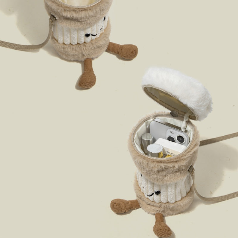 Niedlicher glücklicher Kaffeetassenhalter Plüschbeutel